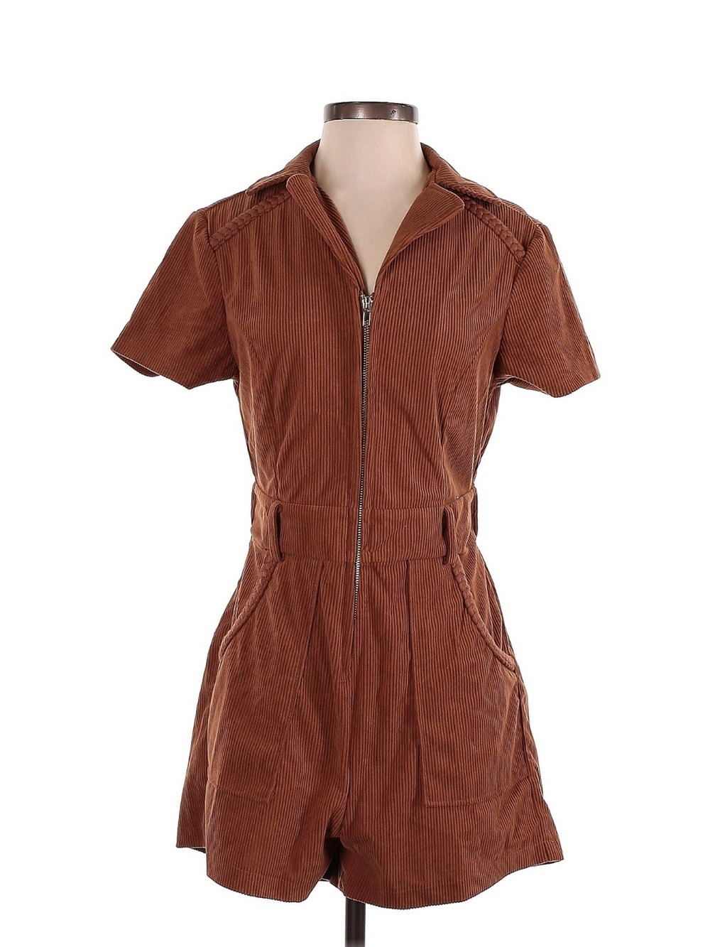 Brown Corduroy Short Jumpsuit